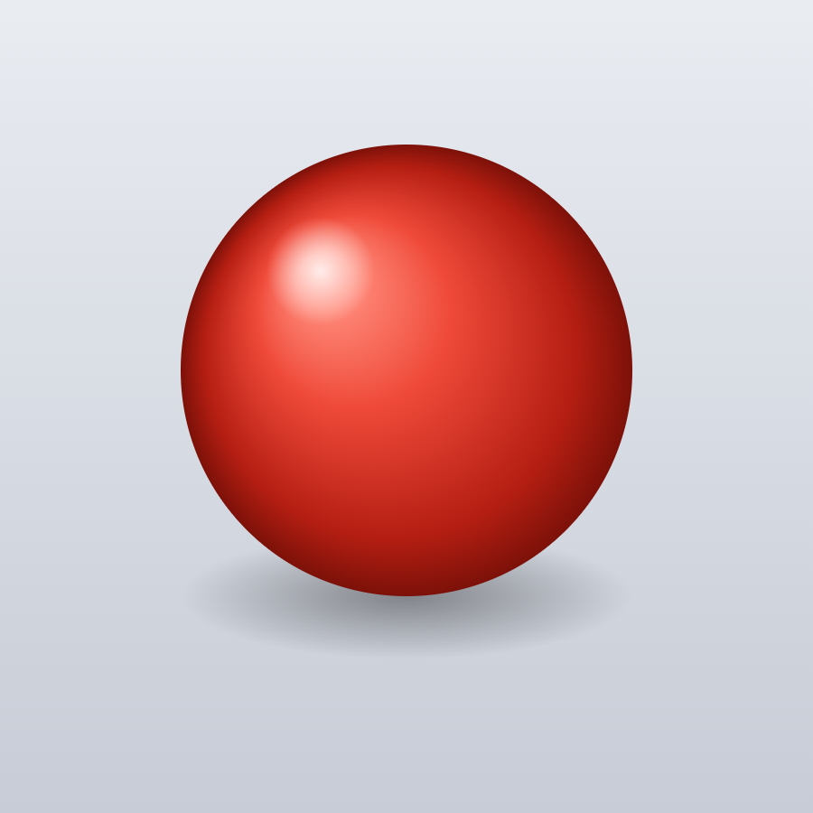 Before: a shaded red sphere with a soft ground shadow on a seamless grey studio backdrop